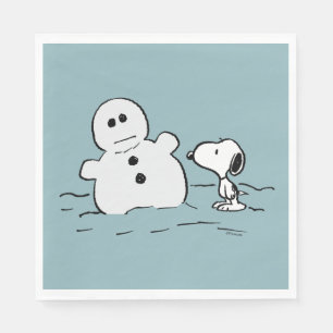 Guardanapo De Papel Amendoins Snoopy constrói um boneco de neve