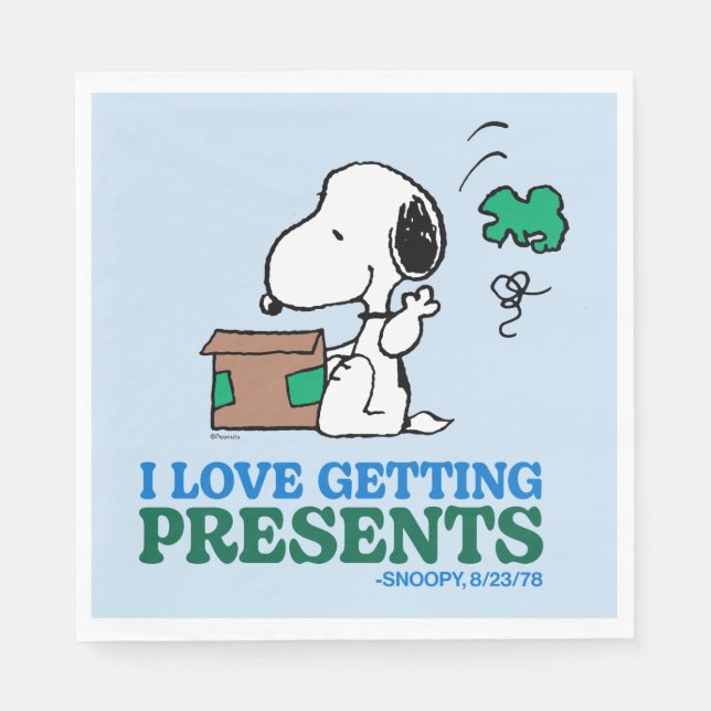 Guardanapo De Papel Amendoins | Snoopy I Love Getting Present (Frente)