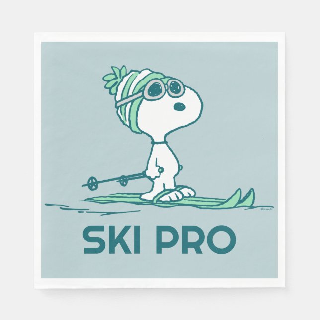 Guardanapo De Papel Amendoins | Snoopy on Skis (Frente)