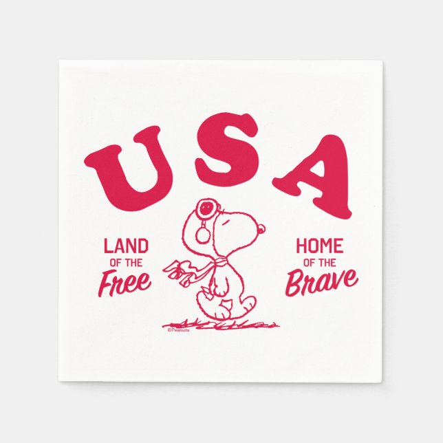 Guardanapo De Papel Amendoins | Snoopy USA Land of the Free (Frente)