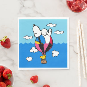 Guardanapo De Papel Amendoins Snoopy & Woodstock Balão de Ar Quente