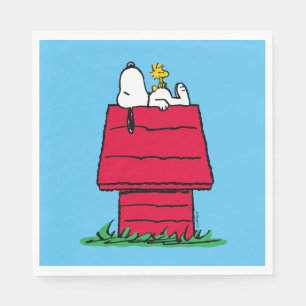 Guardanapo De Papel Amendoins   Snoopy & Woodstock Doghouse