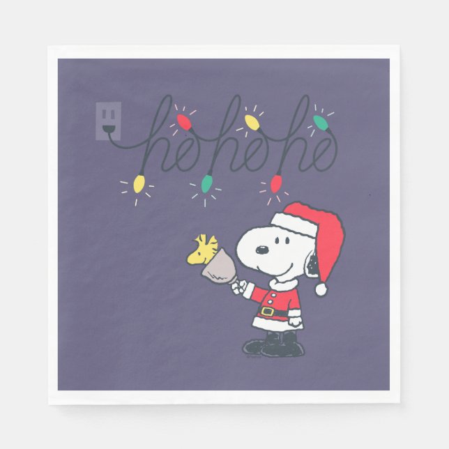 Guardanapo De Papel Amendoins | Snoopy & Woodstock Ho Ho Ho (Frente)