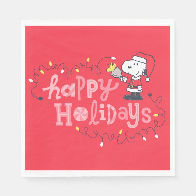 Guardanapo De Papel Amendoins | Snoopy & Woodstock Santa Claus (Frente)