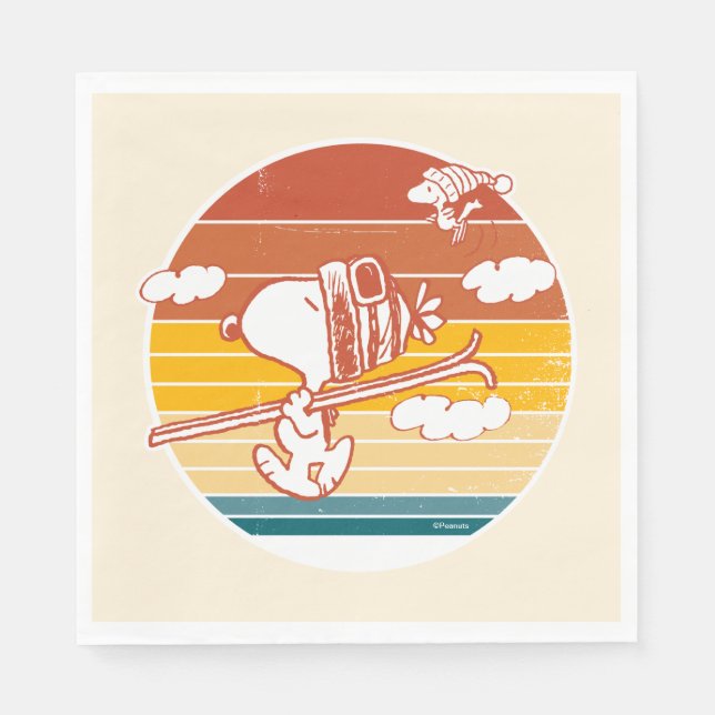 Guardanapo De Papel Amendoins | Triagem de Esqui de Snoopy & Woodstock (Frente)