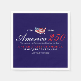 Guardanapo De Papel America 250 Land of Free Home Brave Patriotic Blue