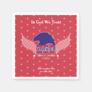 Guardanapo De Papel America 250th-Spirit of Freedom-Red-Editable Text