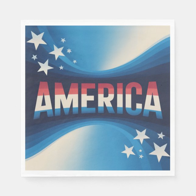 Guardanapo De Papel América Red White Blue Lunch Napkins Set (Frente)