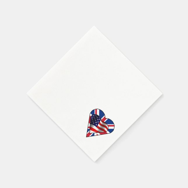 Guardanapo De Papel American and British Flag Hearts (Canto)