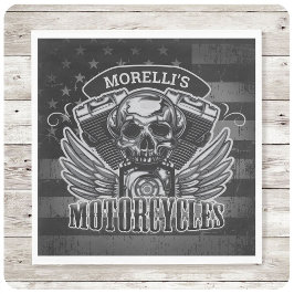 Guardanapo De Papel American Biker ADD NAME Skull V-Twin Motocicletas