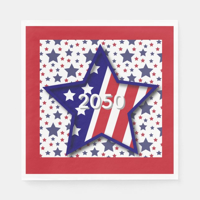 Guardanapo De Papel American Birthday 2026 Star Paper Napkin (Frente)