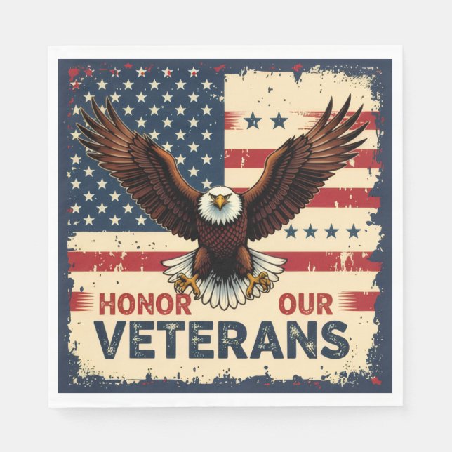 Guardanapo De Papel American Eagle Honor Our Veterans Napkins (Frente)