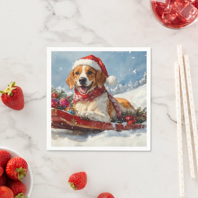 Guardanapo De Papel American English Foxhound no Sledge Christmas (Insitu)