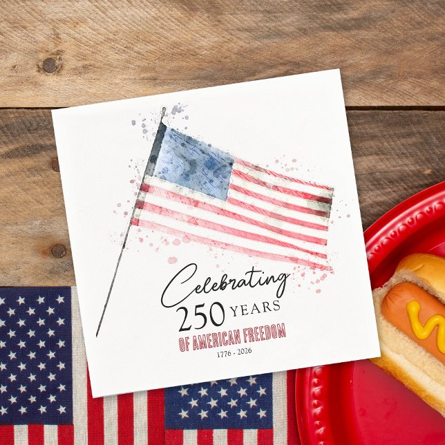 Guardanapo De Papel American Flag 250 Years Freedom 4th of July Party (Criador carregado)