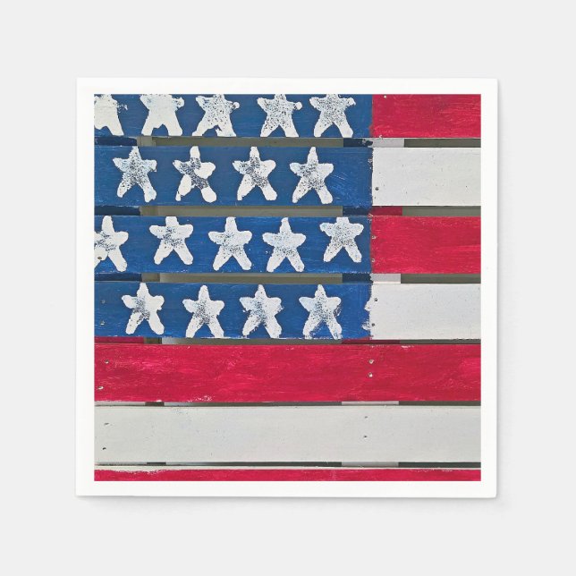 Guardanapo De Papel American Flag Painted On Wooden Pallet (Frente)