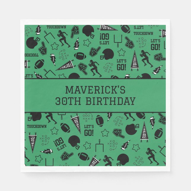 Guardanapo De Papel American Football Green Sports Birthday (Frente)