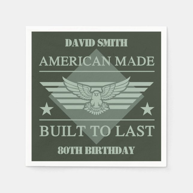 Guardanapo De Papel American Made 80 Birthday (Frente)