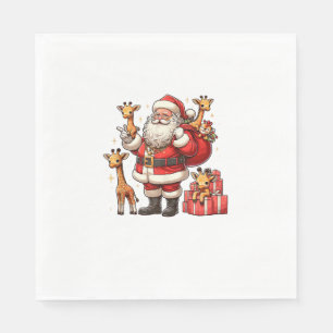 Guardanapo De Papel American Santa Claus segurando Girafa presente Nat