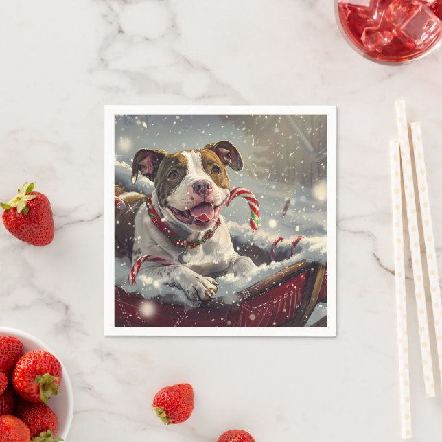 Guardanapo De Papel American Staffordshire Dog Natal Festivo (Insitu)