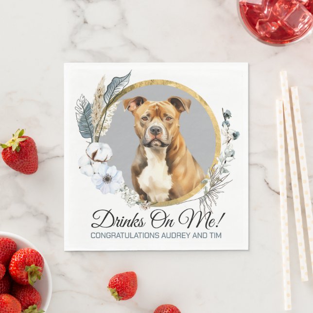 Guardanapo De Papel American Staffordshire Terrier Wedding Napkins (Insitu)