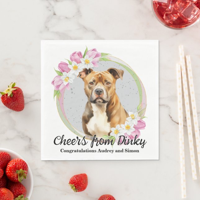 Guardanapo De Papel American Staffordshire Terrier Wedding Napkins (Insitu)