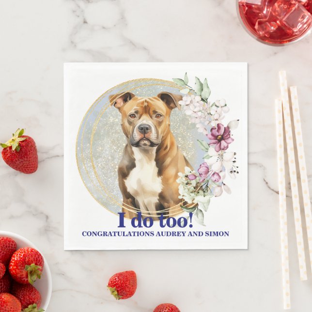 Guardanapo De Papel American Staffordshire Terrier Wedding Napkins (Insitu)