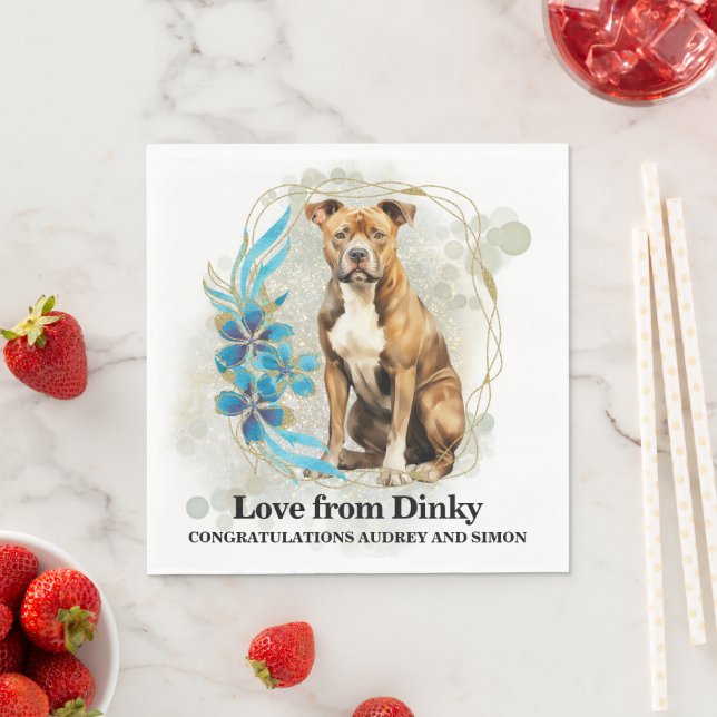 Guardanapo De Papel American Staffordshire Terrier Wedding Napkins (Insitu)