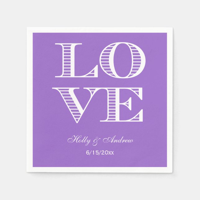 Guardanapo De Papel Ametist Purple, White Love Napkins (Frente)