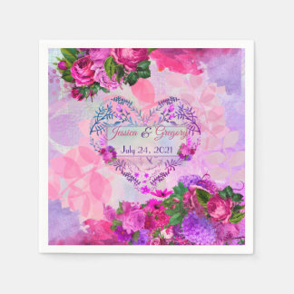 Guardanapo De Papel Ametist Raspberry Casamento Floral Napkin