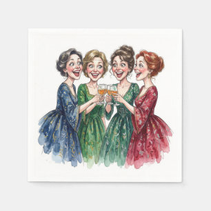 Guardanapo De Papel Amigas brindando com taças de vinho