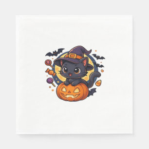 Guardanapo De Papel Amigo Chapéu de Bruxa Gato Pastel Kawaii Hallowe