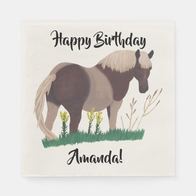 Guardanapo De Papel Amigo Pintura De Cavalo Feliz Aniversário Napkins (Frente)