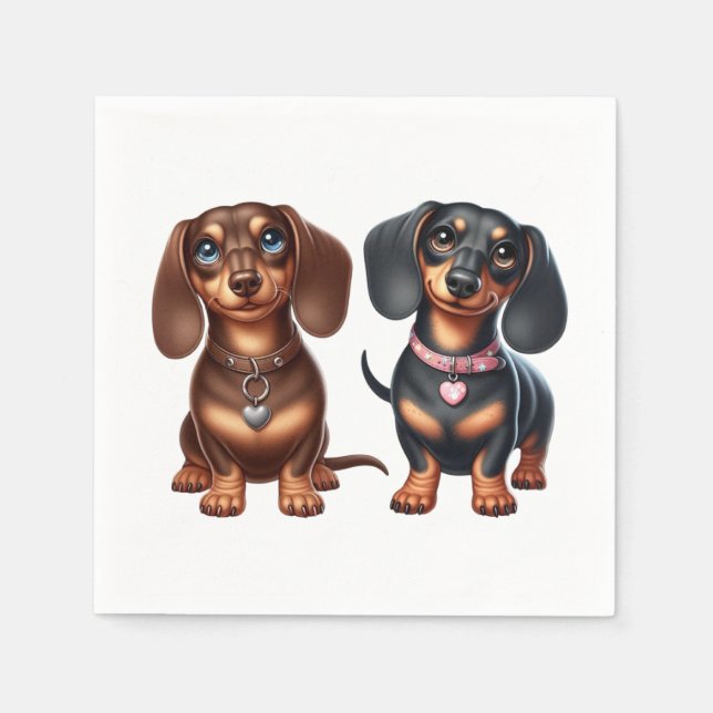 Guardanapo De Papel Amigos bonitos de dachshund (Frente)