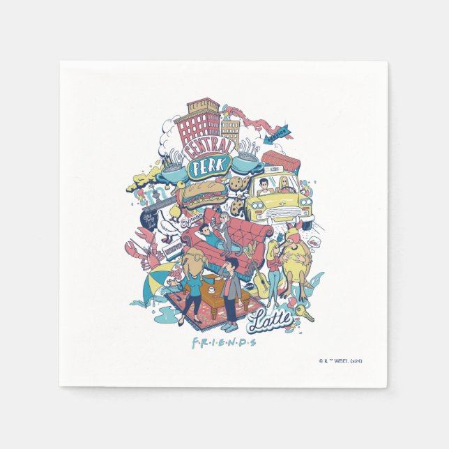 Guardanapo De Papel AMIGOS™ | Colagem de Cartoons (Frente)