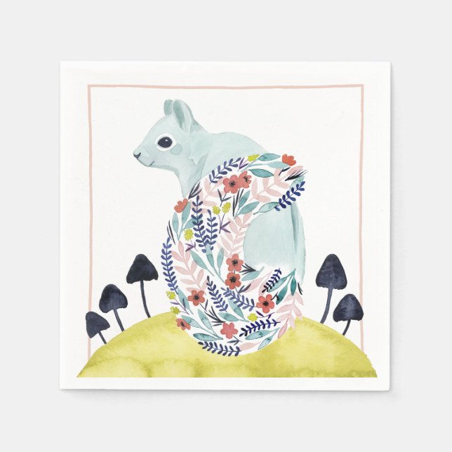 Guardanapo De Papel Amigos da Clementina | Esquilo de arte popular (Frente)