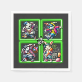 Guardanapo De Papel Amigos da Páscoa de Hip Hop, Camiseta Verde Neon