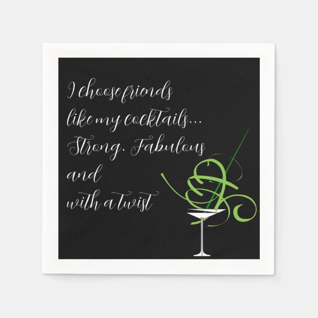 Guardanapo De Papel Amigos e Cocktails - Coquetel Divertido Napkins (Frente)