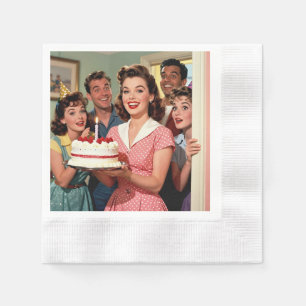Guardanapo De Papel Amigos Engraçados de Estilo Retrô Celebrando um An