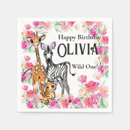 Guardanapo De Papel Amigos Safari, girafa, zebra, tigre