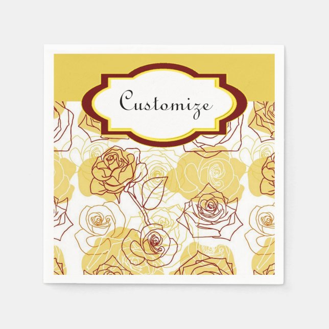 Guardanapo De Papel Amizade e Joy Yellow Roses Napkins (Frente)