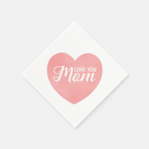 Guardanapo De Papel Amo sua mãe de coração cor-de-rosa, dia de as mães