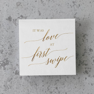 Guardanapo De Papel Amor à caligrafia Dourada elegante no primeiro pas