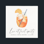 Guardanapo De Papel Amor à primeira dose no chá de noiva<br><div class="desc">Este é um convite de chá de noiva temático de um copo de cocktail Aperol Spritz em aquarela.
Copo de cocktail/vinho sem pé.</div>