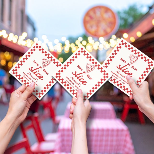 Guardanapo De Papel Amor à primeira fatia Última Fatia Pizza Despedida (Criador carregado)