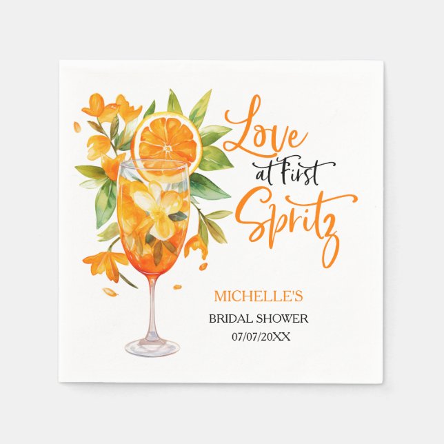 Guardanapo De Papel Amor à Primeira Taça de Spritz Verão Cocktail Chá  (Frente)