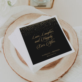 Guardanapo De Papel Amor Brilho Dourado Riso e Felizes para Sempre