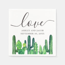 Guardanapo De Papel Amor. Cacto verde aquarela. Casamento botânico