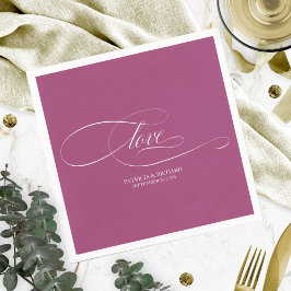 Guardanapo De Papel Amor - Casamento Elegante Rosa Cassis