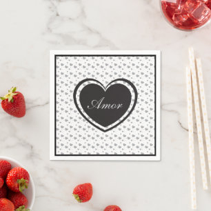 Guardanapo De Papel Amor Cinza brilhante corações românticos fofos