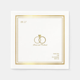 Guardanapo De Papel amor coração e dois anéis de casamento, um elegant